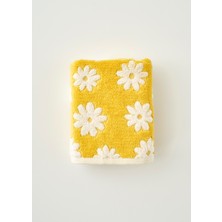 Bella Maison Daisy Jakarlı Yüz Havlusu Sarı 50x90 cm %100 Pamuklu Yüz Havlusu Doğal Doku