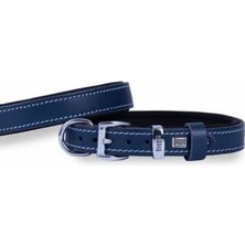 Dukkanıum Konfor Deri Köpek Boyun Tasması Royalblue 2X30 35 cm