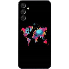 Le Balvo Samsung Galaxy A24 Uyumlu Dünya Renkli Haritası Baskılı Silikon Kılıf