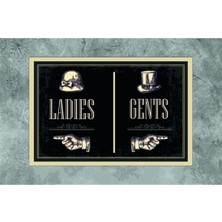 Minik Dükkan Ladies & Gents Wc Tabela Taraf Retro Vintage Ahşap Poster