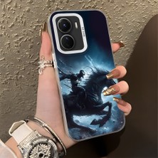 Ucuc Vivo Y02S Uyumlu Sert Akrilik Arka Silikon Kenar Lens Koruma Şık Baskı Kılıf
