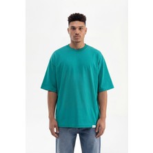 Machinist Erkek Basic Super Pamuklu Oversize Tişört Benetton Yeşili