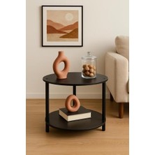 Yuvarlak Orta Sehpa 50 cm Çap – Modern Mdf Salon Sehpası, Dayanıklı ve Şık Tasarım, Küçük Alanlar Için Ideal Dekoratif Sehpa (48X34 Cm)