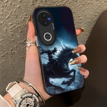 Ucuc Vivo V50 Uyumlu Sert Akrilik Arka Silikon Kenar Lens Koruma Şık Baskı Kılıf