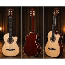 Valares QCG10CS Üst Seviye Sahne Performansı Sunan Elektro Klasik Gitar 3 Bant Eq kılıf hediye