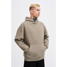 Machinist Erkek Basic Diagonel Kapüşonlu Sweatshirt Haki