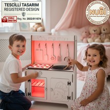 Nubiwood Renkli Kumandalı Led'li Nubi Ahşap Çocuk Mutfağı - 3+ Yaş - Montessori Eğitici Sök-Tak Oyuncak Mutfak