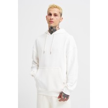 Machinist Erkek Kapüşonlu Oversize Sweatshirt Ekru
