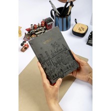 Dival Notebook 13X19 cm Yumuşak Vegan Deri Kapak Tarihsiz Not Okul Defteri - Füme