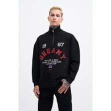 Machinist Erkek High Neck Printed Polo Sweatshirt Siyah