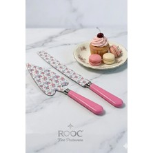 Rooc Çiçek Desenli Pembe 2 Parça Pasta Servis Seti