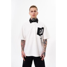 Machinist Erkek Constrast Pocket Oversize Polo Yaka Tişört Ekru