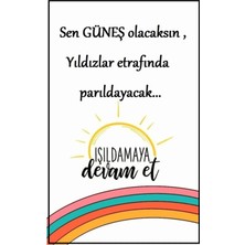Minik Dükkan Sen Güneş Olacaksın Yıldızlar Etrafında Parıldayacak Yazılı Retro Ahşap Poster Tablo
