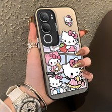 Ucuc Vivo Y29 5G(V2420) Uyumlu Sert Akrilik Arka Silikon Kenar Lens Koruma Şık Baskı Kılıf