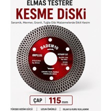 Badem10 Kuru Islak Elmas Testere Kesme Diski 115X22,23 mm Mermer Beton Granit Fayans Kesici Disk