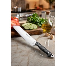 SÜRMENOX Sürmene Serisi Santoku Mutfak Şef Bıçağı Siyah Verzalit Sap Et Ekmek Sebze Salata Şef Bıçak HDS-144