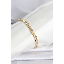Avensyy cm 14K Gold Renk Yassı Zincir Model Kadın Bileklik