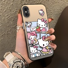 Ucuc iPhone X/xs Uyumlu Sert Akrilik Arka Silikon Kenar Lens Koruma Şık Baskı Kılıf