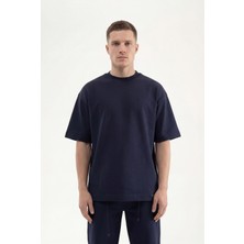 Machinist Erkek Basic Double Face Oversize Tişört Gece Mavisi