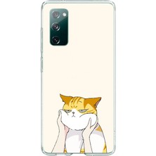 Le Balvo Samsung Galaxy S20 Fe Uyumlu Sarı Kedi Yanakları Baskılı Silikon Kılıf
