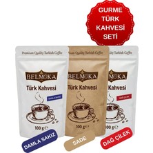 Belmoka Gurme Türk Kahvesi Seti (Damla Sakız-Dağ Çilek-Sade) 3*100 gr