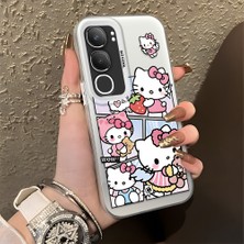 Ucuc Vivo Y29 5G(V2420) Uyumlu Sert Akrilik Arka Silikon Kenar Lens Koruma Şık Baskı Kılıf