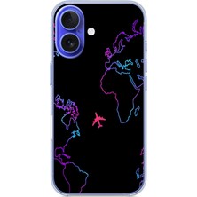 Le Balvo Iphone 16 Uyumlu Dünya Uçuşu Baskılı Silikon Kılıf