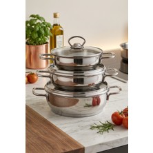 Paslanmaz Çelik Sahan Seti, 6 PARÇA(16-18-20CM), Safinox