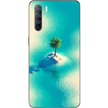 Le Balvo Oppo Reno 3 Uyumlu Adada Palmiye Baskılı Silikon Kılıf