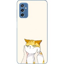 Le Balvo Samsung Galaxy M52 Uyumlu Sarı Kedi Yanakları Baskılı Silikon Kılıf