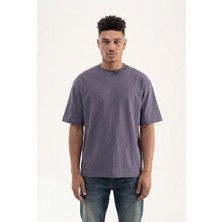 Machinist Erkek Basic Super Pamuklu Oversize Tişört Füme