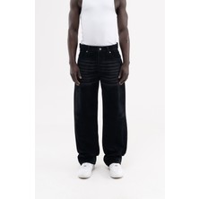 Machinist Erkek Suede Finish Baggy Jean Pantolon Siyah
