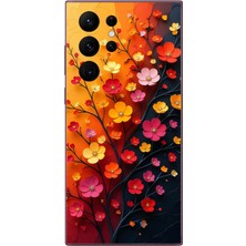 Le Balvo Samsung Galaxy S22 Ultra Uyumlu Sonbahar Çiçekleri Baskılı Silikon Kılıf