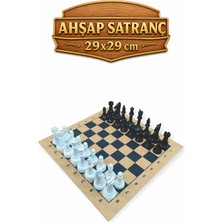 Alay Ticaret Ahşap Satranç - 29X29X3CM - Taşlar Plastik Büyük Boydur - Zemin Doğal Ahşaptır.