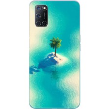 Le Balvo Oppo A52 Uyumlu Adada Palmiye Baskılı Silikon Kılıf