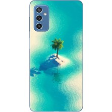 Le Balvo Samsung Galaxy M52 Uyumlu Adada Palmiye Baskılı Silikon Kılıf