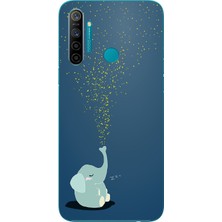 Le Balvo Realme 5i Uyumlu Uyuyan Fil Baskılı Silikon Kılıf
