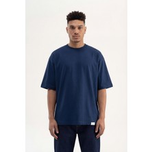 Machinist Erkek Basic Super Pamuklu Oversize Tişört Indigo