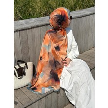 Qalortex Scarf Pamuklu Rosaly Desen Şal-Mint/orange