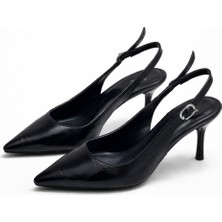 Patron Shoes Şık Kadın Stiletto Ayakkabı Hakiki Deri 6 cm Topuklu Sivri Burun Klasik Topuklu Ayakkabı