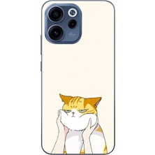 Le Balvo Oppo Reno 15F Uyumlu Sarı Kedi Yanakları Baskılı Silikon Kılıf