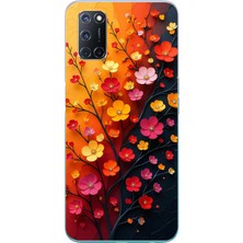 Le Balvo Oppo A52 Uyumlu Sonbahar Çiçekleri Baskılı Silikon Kılıf