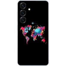 Le Balvo Samsung Galaxy S25 Uyumlu Dünya Renkli Haritası Baskılı Silikon Kılıf
