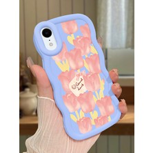Ucuc iPhone Xr Uyumlu Mavi Silikon Kılıf Kamera Korumalı Darbe Emici Tasarım Şık Baskı Kılıf