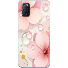 Le Balvo Oppo A52 Uyumlu Damlalı Çiçekler Baskılı Silikon Kılıf