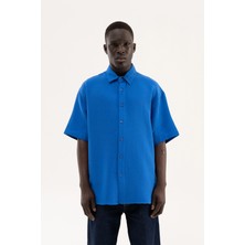 Machinist Erkek Basic Cotton Gömlek Saks Mavi