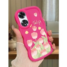 Ucuc Oppo A60 Uyumlu Fuşya Silikon Kılıf Kamera Korumalı Darbe Emici Tasarım Şık Baskı Kılıf