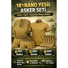 Seher Yıldızı 18’li Nano Yeşil Bedelli Asker Seti – 6 Fanila 6 Boxer 6 Çorap Tam Ihtiyaç Paketi