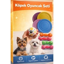 Boxland Küçük Irk Köpek Oyuncak Seti Sesli Mini Dumbbell + Frizbi + Tenis Topu