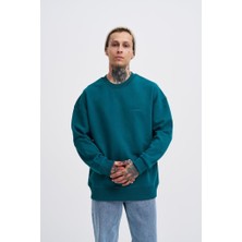 Machinist Erkek Basic Diagonal Swearshirt Yağ Yeşili